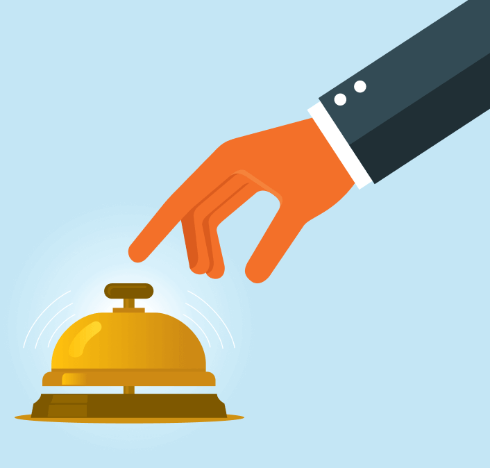 Domain concierge service - hand ringing bell