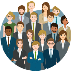 Illustration showing a group of service professionals