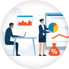 Illustration showing office using tracking view