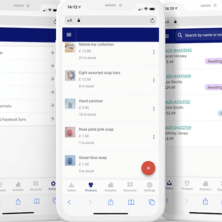 Screenshot of a mobile phone showing website orders