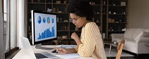 Woman working on a office desk