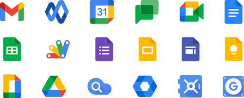 Grid arrangement of Google Workspace app icons