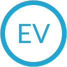 Letters E V in a circle